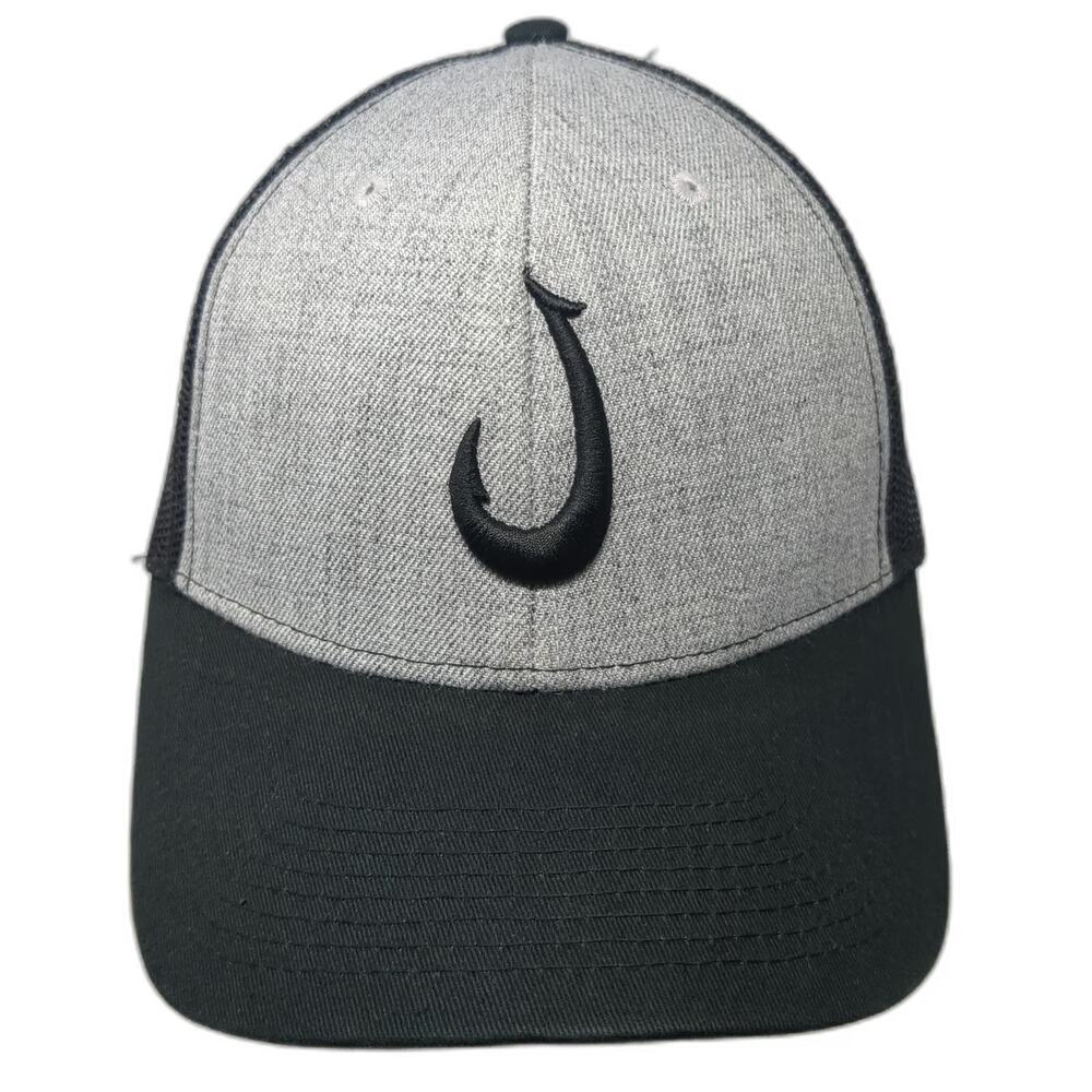 808 Clothing Co. Trucker Hat Black One Size Fish Hook Makau Hawaii Islands Mesh